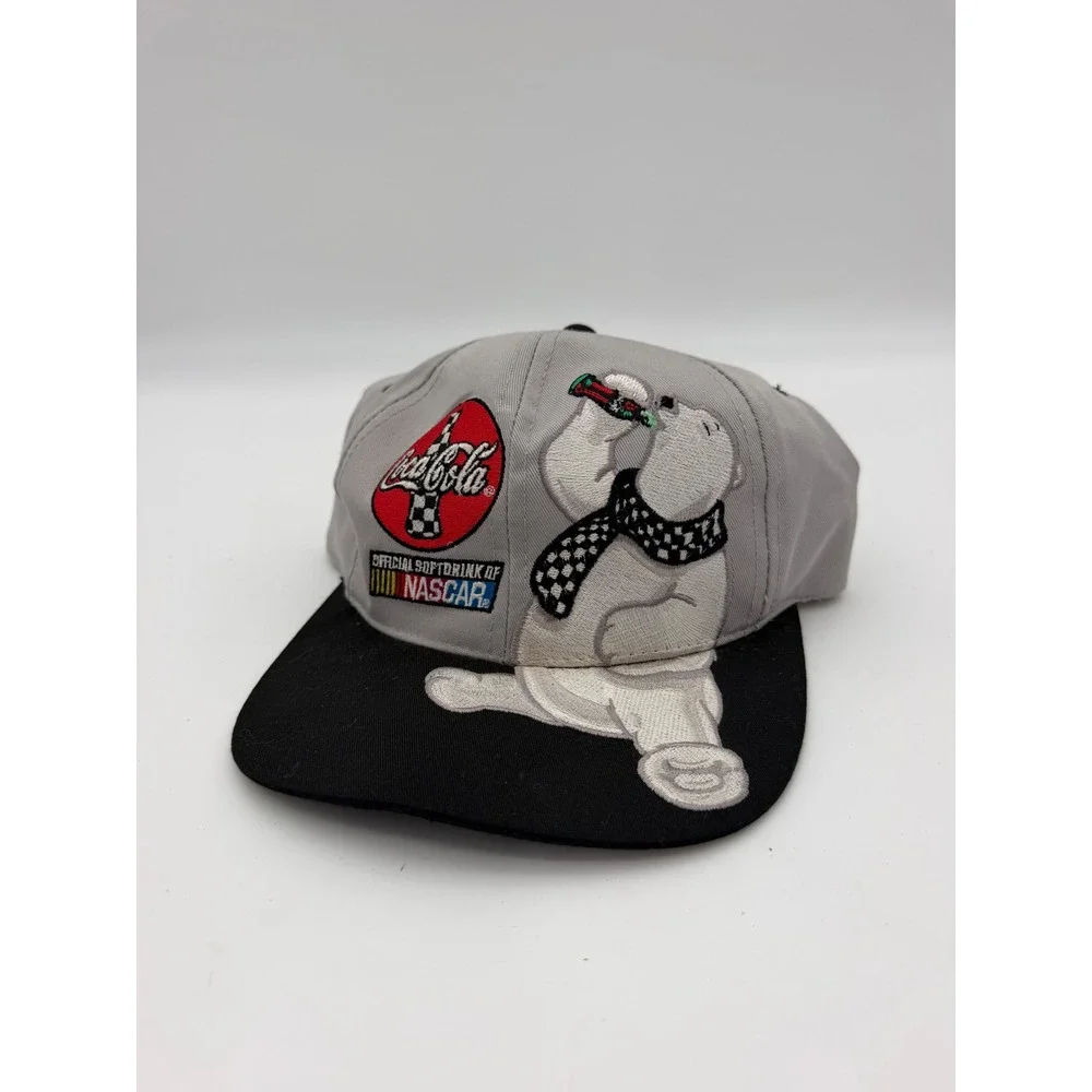 Vintage 1998 Coca-Cola NASCAR Polar Bear Chase Authentics Snapback Hat Grey